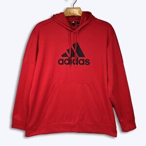 Adidas Climawarm Hoodie Mens 2XL Scarlet Red Fleece Pullover Big Logo DH9013
